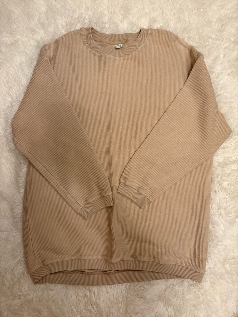 Aerie Oversized Ribbed Tan Crewneck (M)